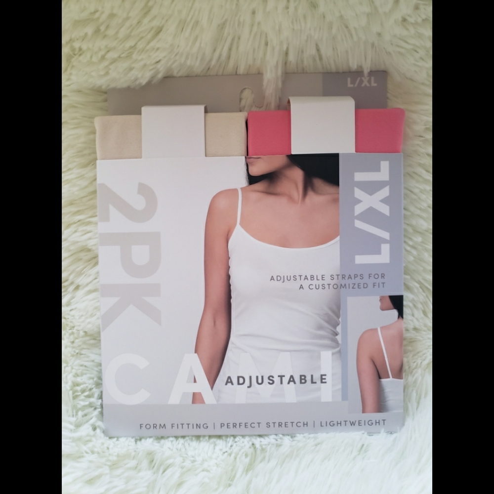 NWT 2 pack camis with adjustable straps L/XL